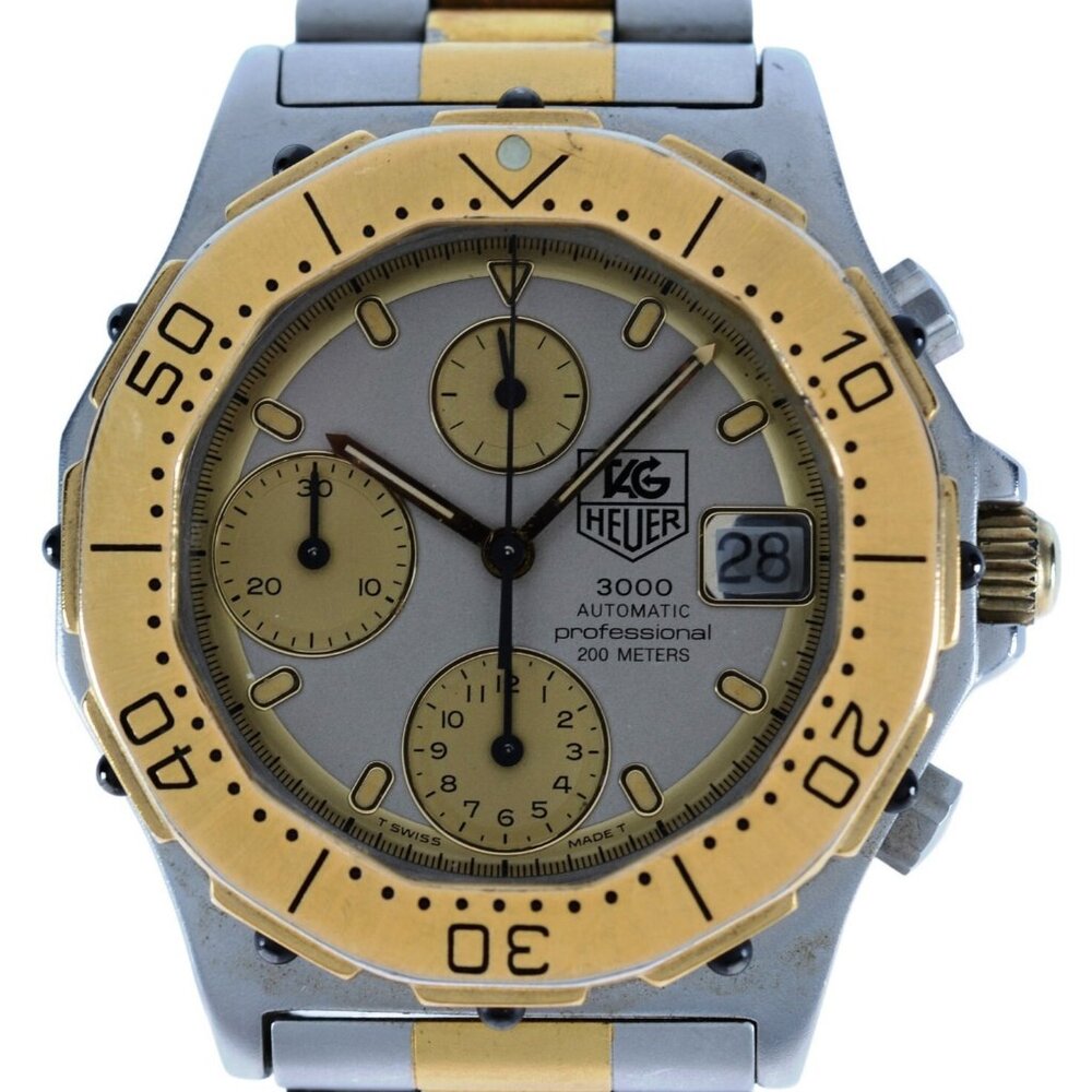 RARE Tag Heuer Two-Tone 3000 Series 38mm Automatic Chronograph Watch 134.206! - Picture 1 of 10